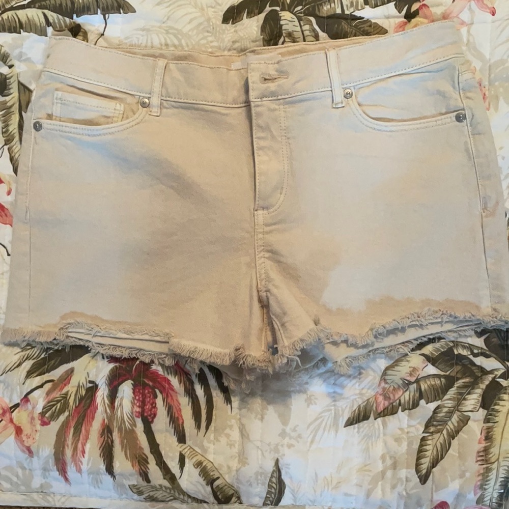 Loft jean shorts khaki color with frayed hem
